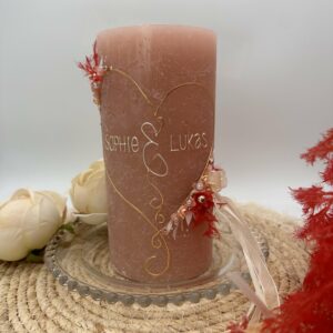 Hochzeitskerze "Flowerheart" dreamy apricot – Bild 2