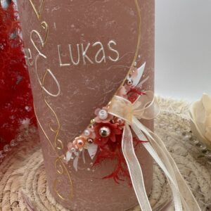 Hochzeitskerze "Flowerheart" dreamy apricot – Bild 3