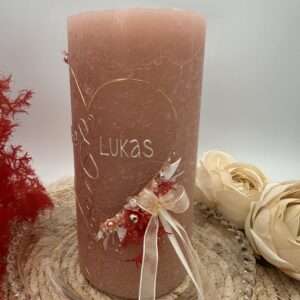 Hochzeitskerze "Flowerheart" dreamy apricot – Bild 5