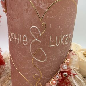 Hochzeitskerze "Flowerheart" dreamy apricot – Bild 4