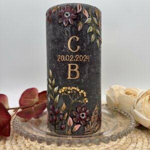Hochzeitskerze "Stormy Flowers" Monogram