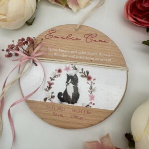 Babyschild "Katze"Blütentraum