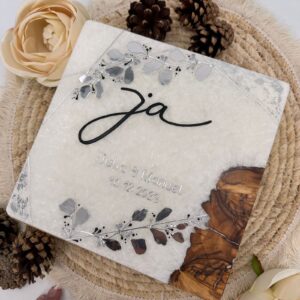 Hochzeitskerze "Symmetry Leaves" silver & black – Bild 3