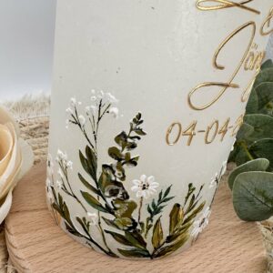 Hochzeitskerze "Gypsophila" grün & weiß – Bild 3