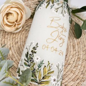 Hochzeitskerze "Gypsophila" grün & weiß – Bild 6