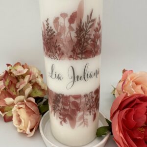 Taufkerze "Wiesenblumen" Altrosa – Bild 3