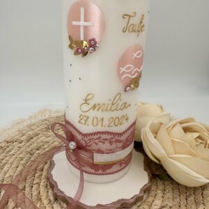 Taufkerze "Symbole" zartrosa – Bild 9