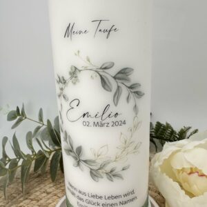 Taufkerze "Oliveloop" mit Spruch – Bild 5
