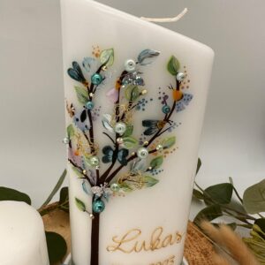 Taufkerze Lebensbaum  "Magnolie" mint – Bild 4