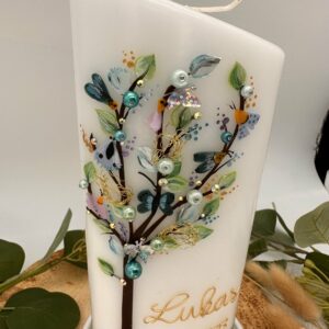 Taufkerze Lebensbaum  "Magnolie" mint – Bild 5
