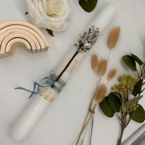 Kommunionskerze Lebensbaum "Magnolie" mint – Bild 3