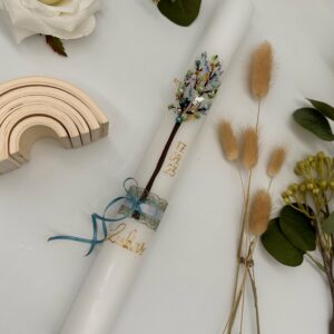 Kommunionskerze Lebensbaum "Magnolie" mint – Bild 2