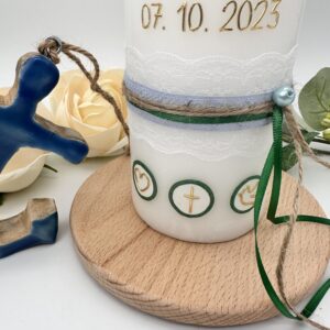 Taufkerze "Green Fish" blau & grün – Bild 2