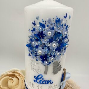 Taufkerze "Flowertree" petrolblau – Bild 2