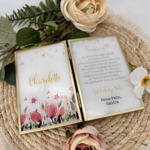 Patenbrief "Magnolie rosa" Goldrahmen