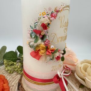 Hochzeitskerze "Flowerloop" summertime – Bild 2