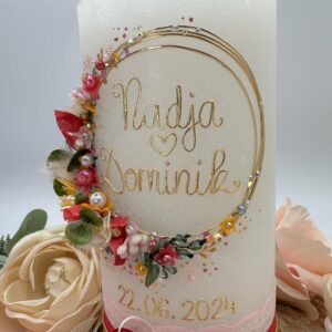 Hochzeitskerze "Flowerloop" summertime – Bild 3