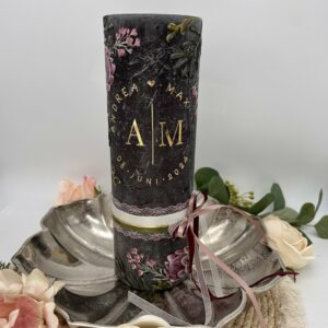 Hochzeitskerze "Stormy Flowers" Monogram
