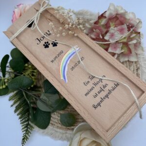 Kerzenverpackung "Holzbox Regenbogenbrücke"