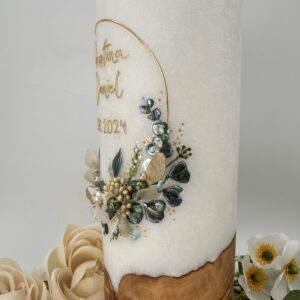 Hochzeitskerze "Blättertraum" grün & gold – Bild 5