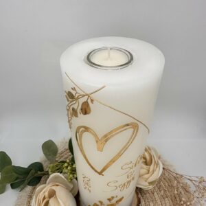 Hochzeitskerze "GoldenHeart" mit Betonsockel – Bild 2