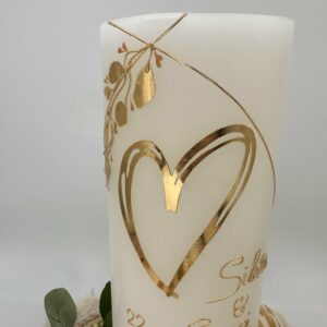 Hochzeitskerze "GoldenHeart" mit Betonsockel – Bild 3