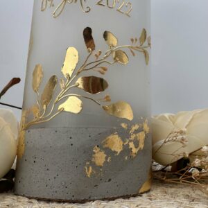 Kerze "Goldenes Blattwerk" mit Beton und Blattgold – Bild 5