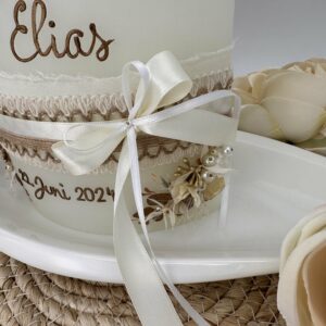 Hochzeitskerze "Boho" Naturtöne mit Trockenblumen – Bild 3