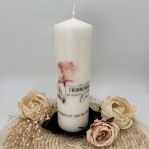 Trauerkerze "Flower" mit Spruch
