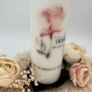 Trauerkerze "Flower" mit Spruch – Bild 2