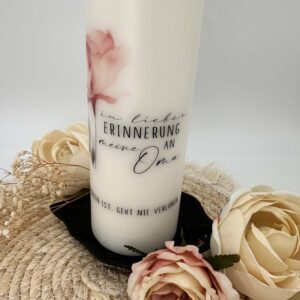 Trauerkerze "Flower" mit Spruch – Bild 3