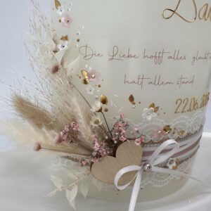 Hochzeitskerze "Schlichte Eleganz" mit Trockenblumen – Bild 6