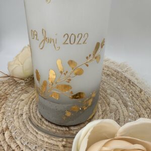 Kerze "Goldenes Blattwerk" mit Beton und Blattgold – Bild 4