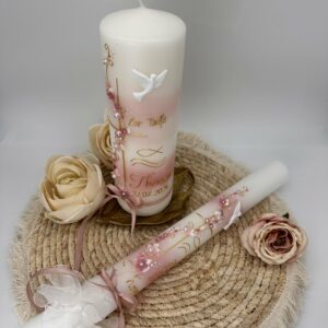 Taufkerze "Blumenranke" Rosaschimmer – Bild 5
