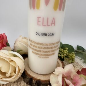 Taufkerze "Rainbow" rosa & gold – Bild 4