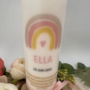 Taufkerze "Rainbow" rosa & gold – Bild 3