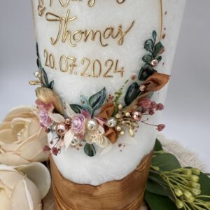 Hochzeitskerze "Blättertraum" rost & altrosa – Bild 2