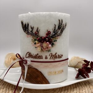 Hochzeitskerze "Wilde Romantik" Beerentöne