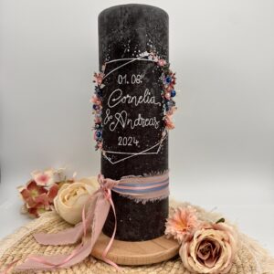 Hochzeitskerze "Hexagon" rosa & blau – Bild 2