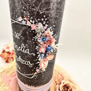 Hochzeitskerze "Hexagon" rosa & blau – Bild 8