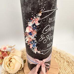 Hochzeitskerze "Hexagon" rosa & blau – Bild 7