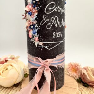 Hochzeitskerze "Hexagon" rosa & blau – Bild 5