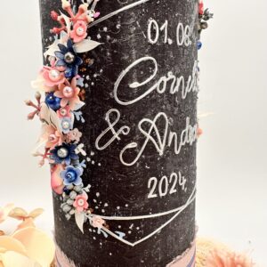 Hochzeitskerze "Hexagon" rosa & blau – Bild 4