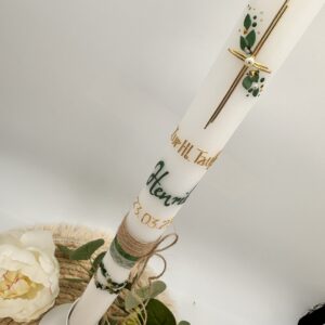 Taufkerze "Green Elegance" salbeigrün & gold – Bild 5