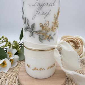 Hochzeitskerze "Oliveloop" veredelt mit Wachs – Bild 4