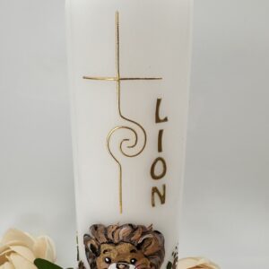 Taufkerze "Lionheart" olivegrün & gold – Bild 2