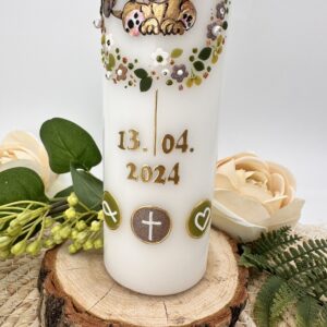 Taufkerze "Lionheart" olivegrün & gold – Bild 4