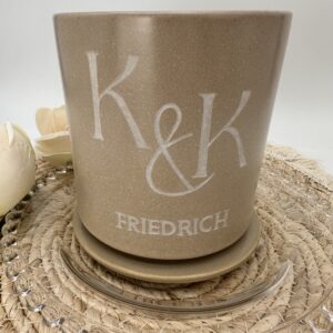 Kerze im Keramikglas mit Deckel & Gravur – Bild 5