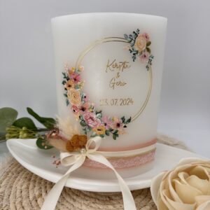 Hochzeitskerze "Sommertraum" rosa & gelb