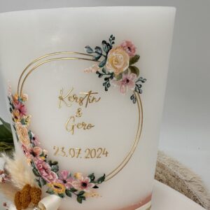 Hochzeitskerze "Sommertraum" rosa & gelb – Bild 5